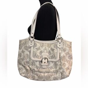 Coach White Campbell Signature Satchel